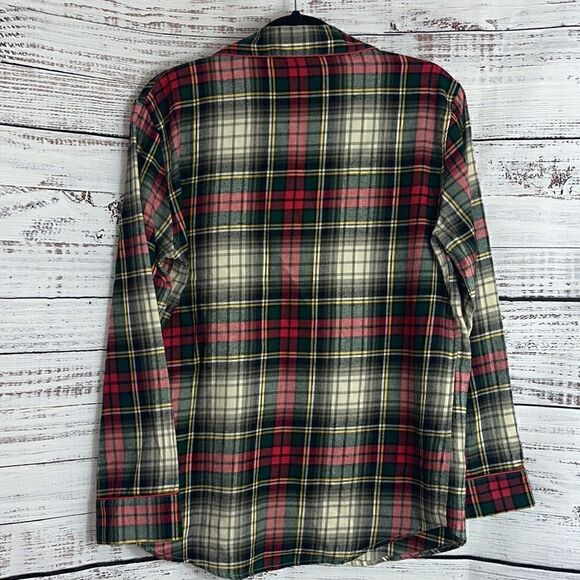 Lauren Ralph Lauren sleep shirt womens Sz Medium embroidered plaid funnel crest - Picture 3 of 10